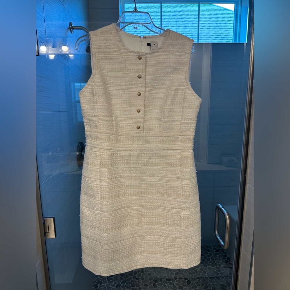 Ann Taylor Cream Textured Mini Dress